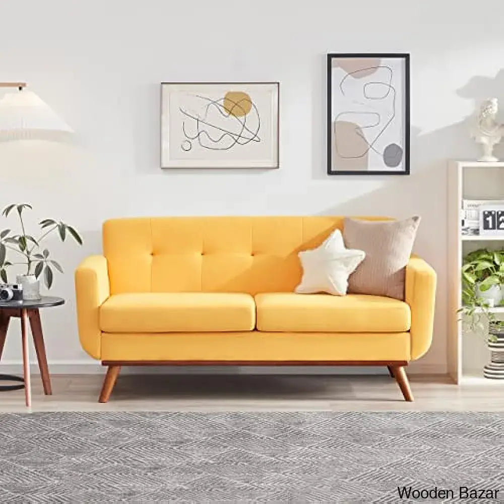 Deliliah New Loveseat Sofa Mid Century Modern Decor Love Seat Couches For Living Room Yellow