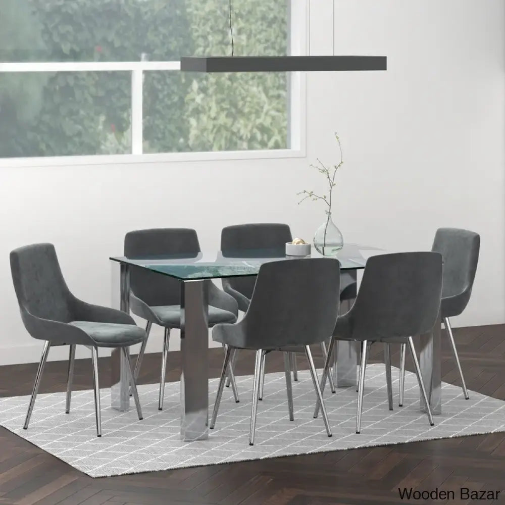 Denver 6 Seater Glass Top Dining Set