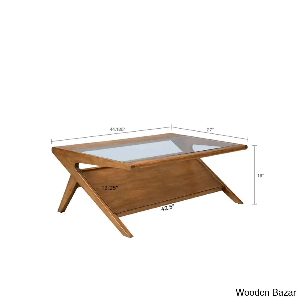 Desio Coffee And Center Table With Tempered Glass Storage