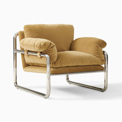 Newpick Camel Velvet with Chrome Tubular Frame - Wooden Bazar