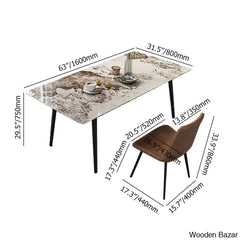 Devona 4 Seater Sintered Stone Top Rectangle Dining Table Set