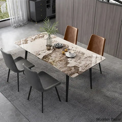 Devona 4 Seater Sintered Stone Top Rectangle Dining Table Set