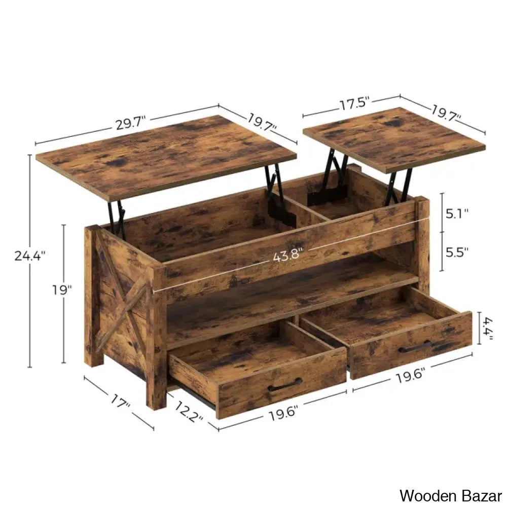 Dexityn Top Lift Coffee And Center Table With 2 Drawers For Storage Space