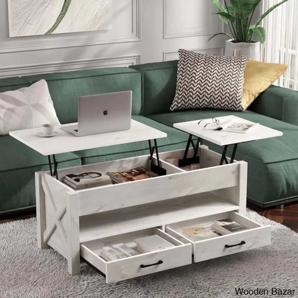 Dexityn Top Lift Coffee And Center Table With 2 Drawers For Storage Space