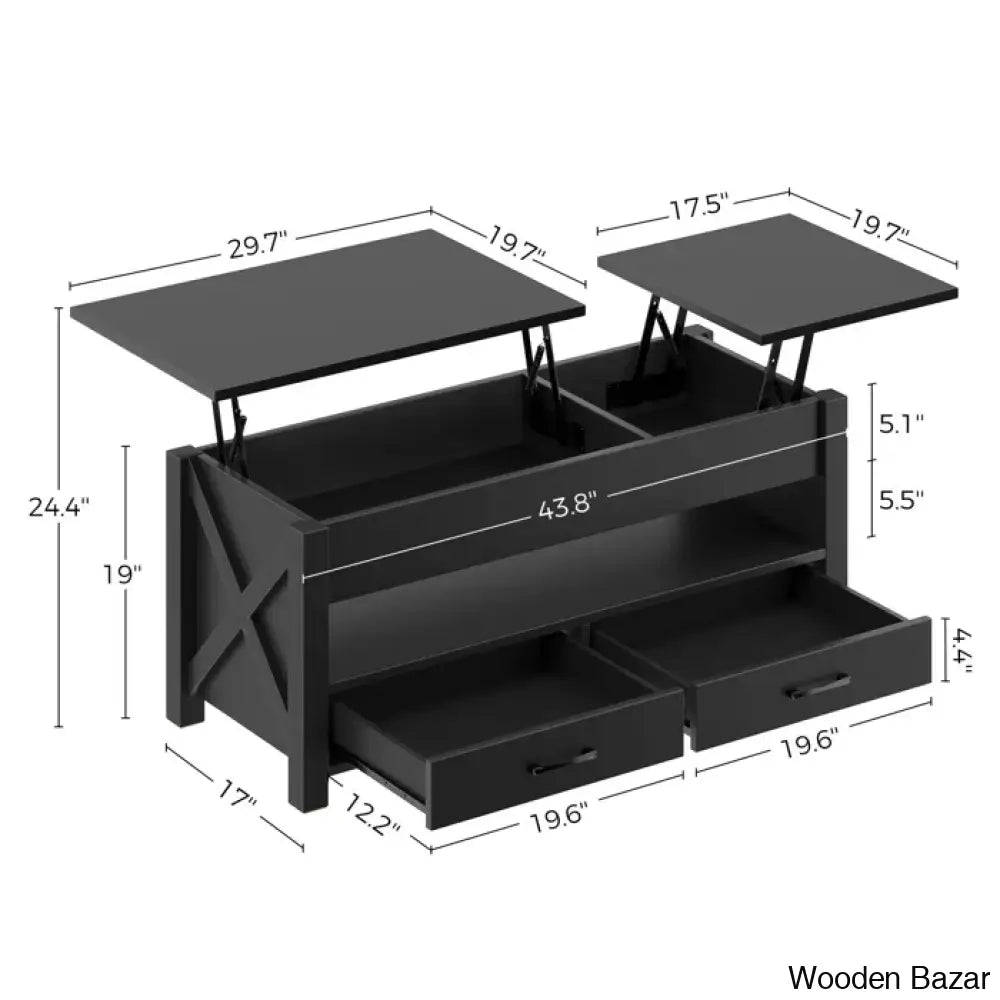 Dexityn Top Lift Coffee And Center Table With 2 Drawers For Storage Space