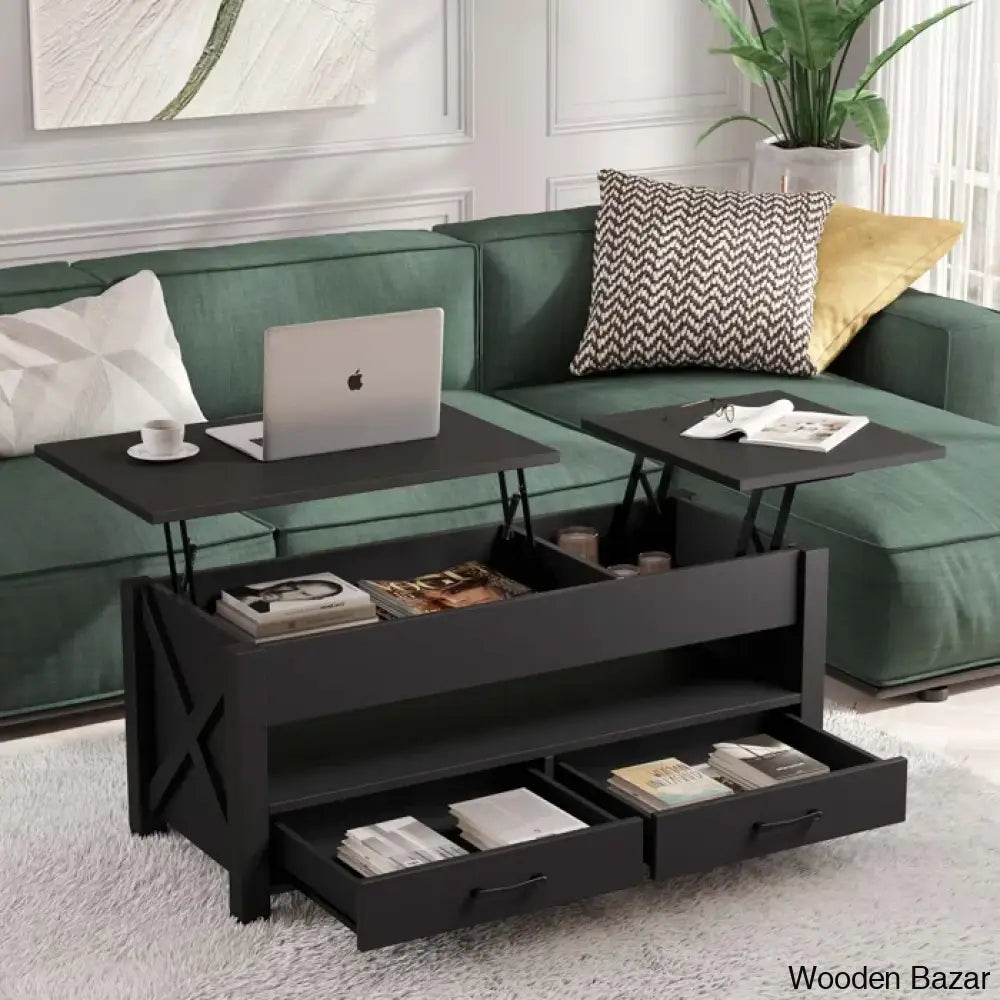 Dexityn Top Lift Coffee And Center Table With 2 Drawers For Storage Space