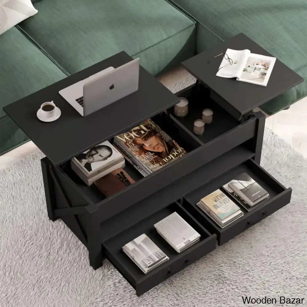 Dexityn Top Lift Coffee And Center Table With 2 Drawers For Storage Space