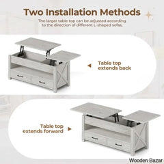 Dexityn Top Lift Coffee And Center Table With 2 Drawers For Storage Space