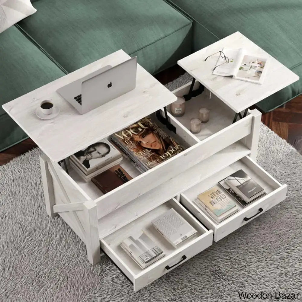 Dexityn Top Lift Coffee And Center Table With 2 Drawers For Storage Space