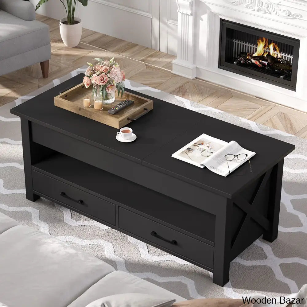 Dexityn Top Lift Coffee And Center Table With 2 Drawers For Storage Space