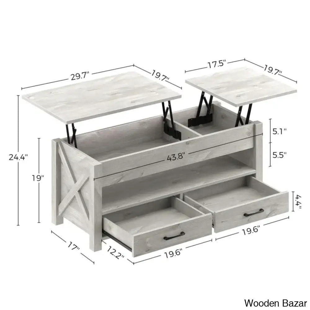 Dexityn Top Lift Coffee And Center Table With 2 Drawers For Storage Space