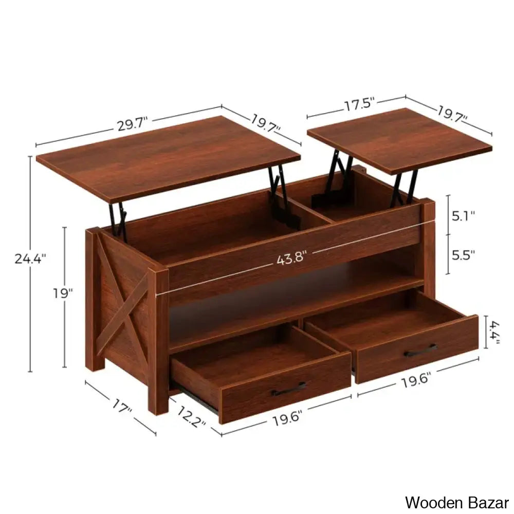 Dexityn Top Lift Coffee And Center Table With 2 Drawers For Storage Space