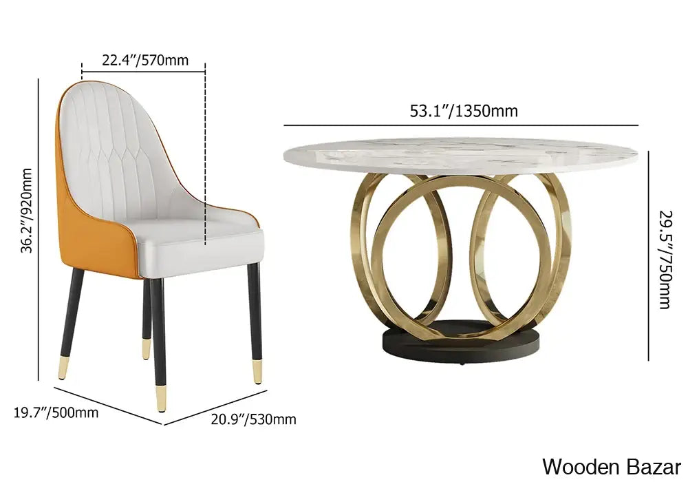 Diamond Sintered Stone Top Rectangle Dining Table Set - 1 & 6 Chairs