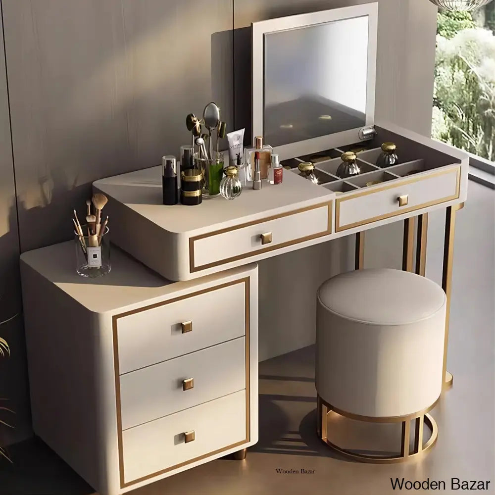 Dirito Vanity Dressing Table With Mirror And Stool