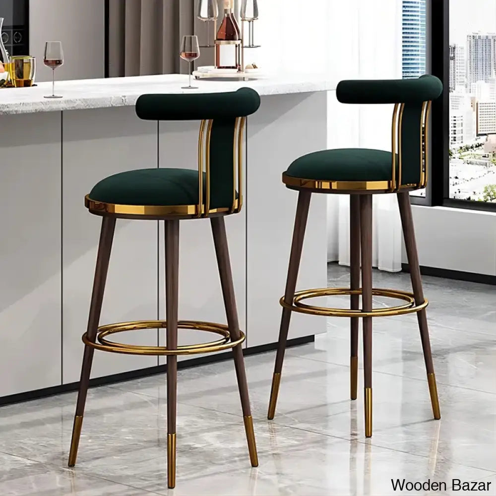 Dmitriyx Upholstered 29.53’’ Counter Stool With Metal Frame 2 Piece