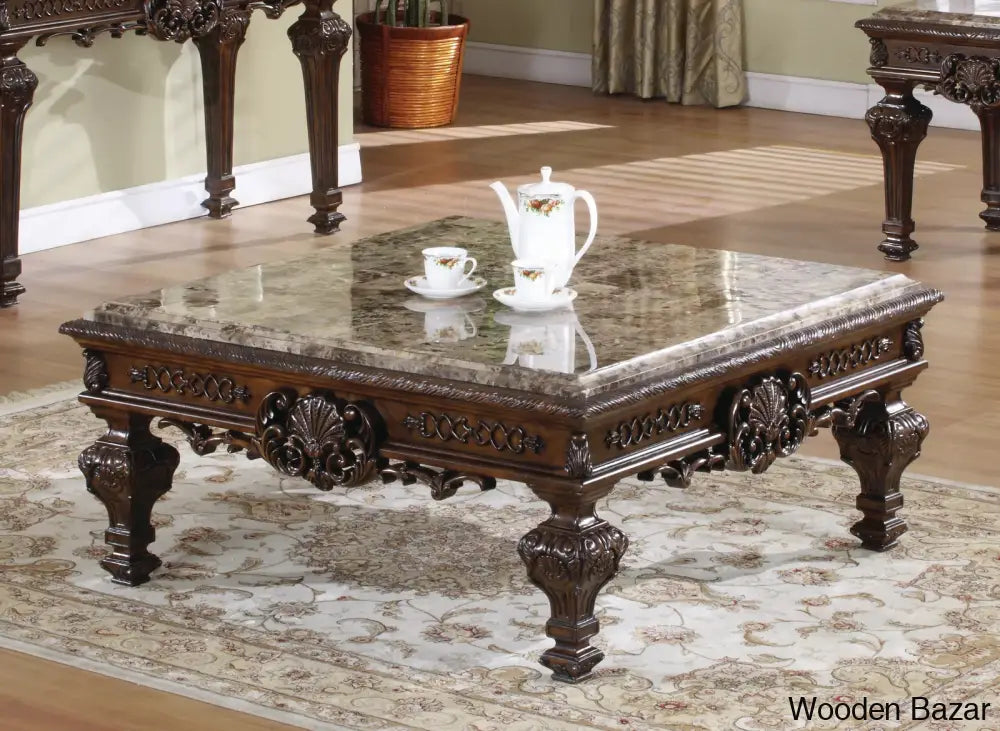 Dollinws Stone Top Coffee And Center Table