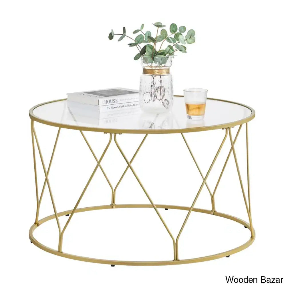 Doyntonc 33.1’’ Gold Coffee And Center Table