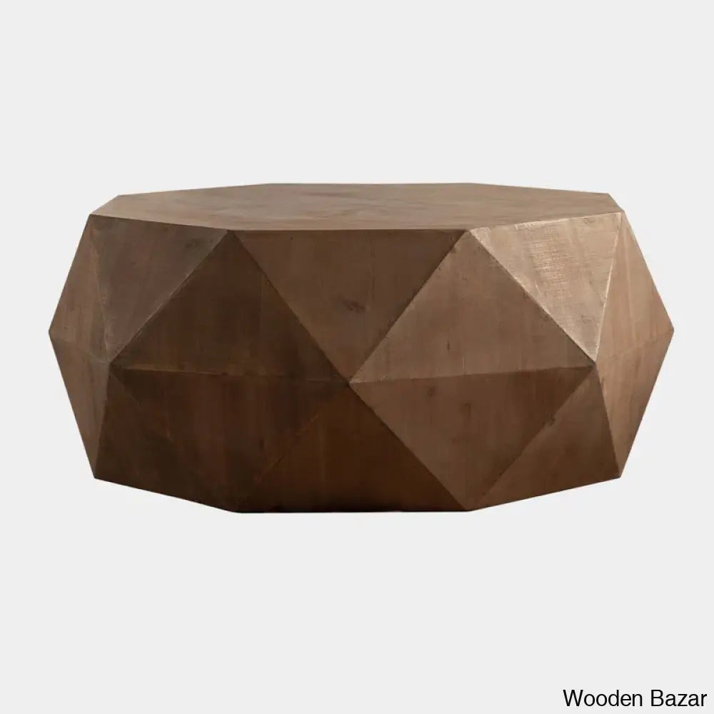 Dreightone Three-Dimensional Embossed Pattern Design Coffee And Center Table Round Wood