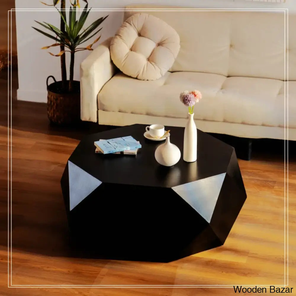 Dreightone Three-Dimensional Embossed Pattern Design Coffee And Center Table Round Wood