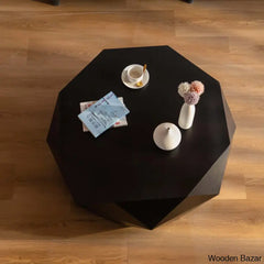 Dreightone Three-Dimensional Embossed Pattern Design Coffee And Center Table Round Wood