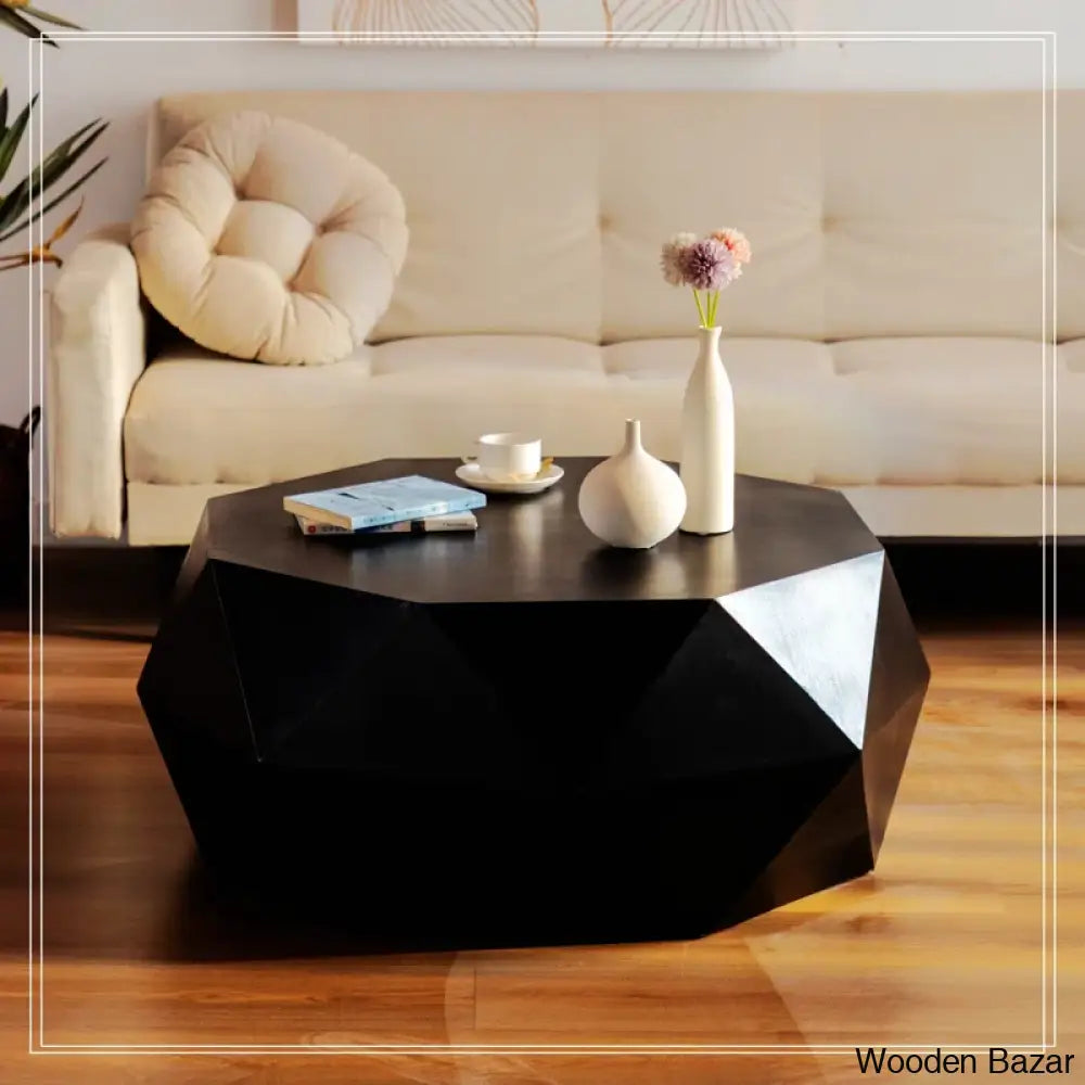 Dreightone Three-Dimensional Embossed Pattern Design Coffee And Center Table Round Wood