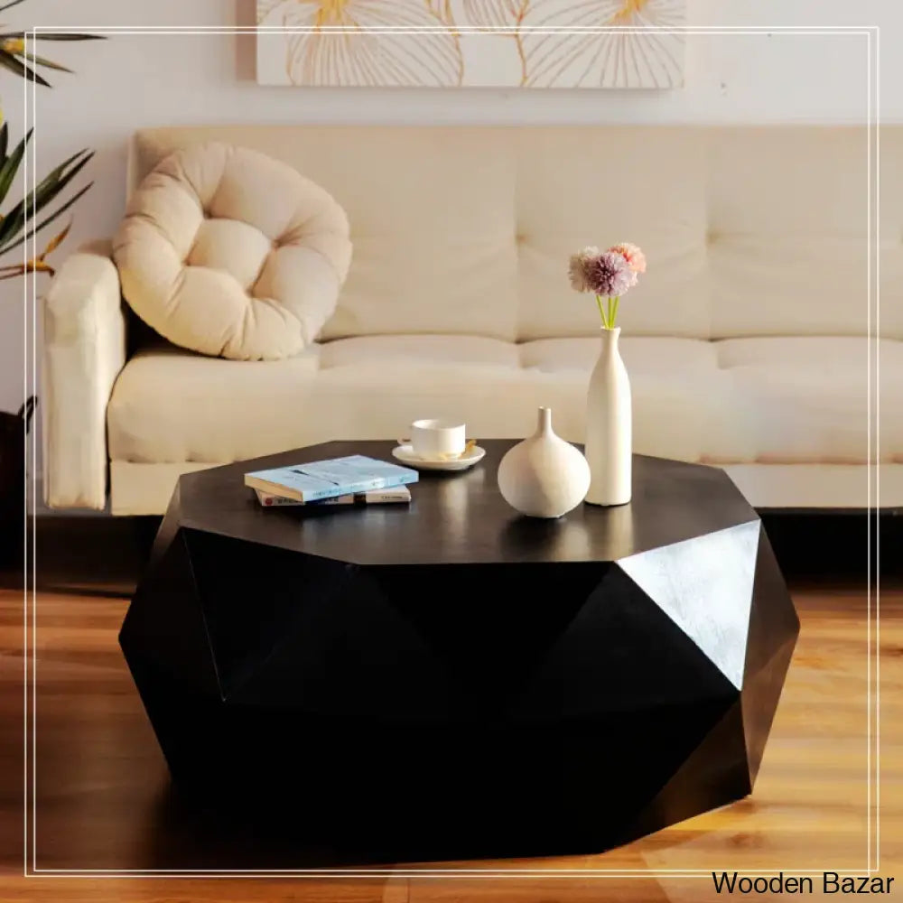 Dreightone Three-Dimensional Embossed Pattern Design Coffee And Center Table Round Wood