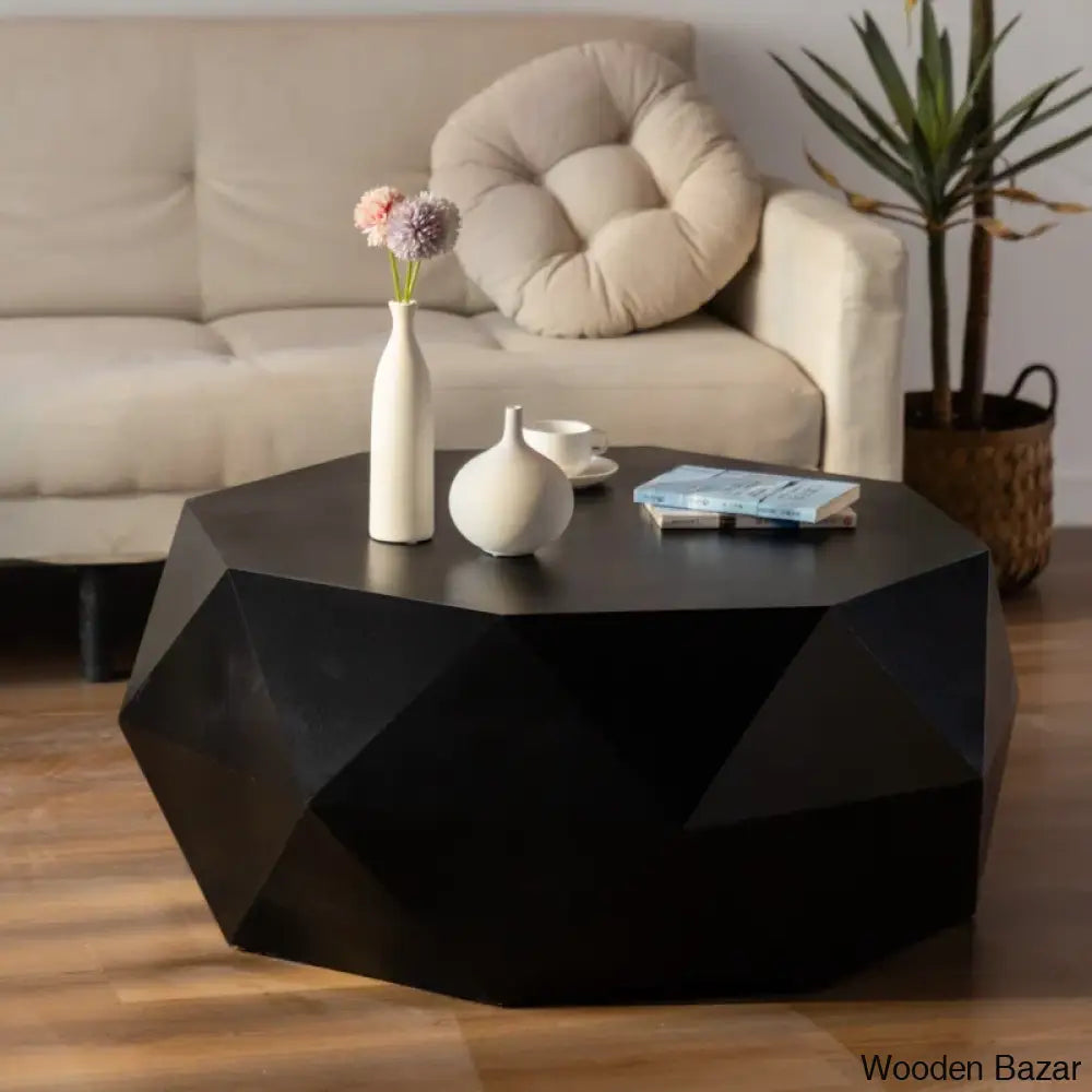 Dreightone Three-Dimensional Embossed Pattern Design Coffee And Center Table Round Wood