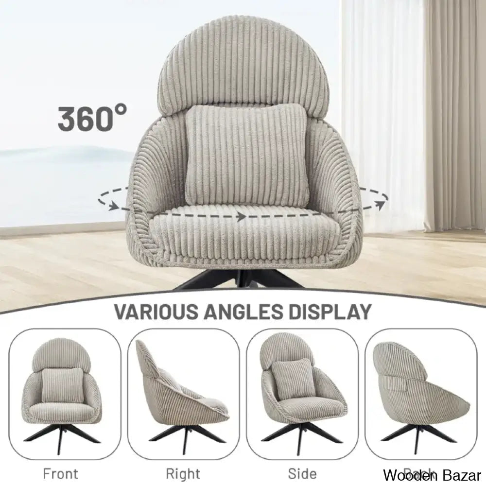 Drony Best Swivel Accent Chair With Pillow Comfy Lounge