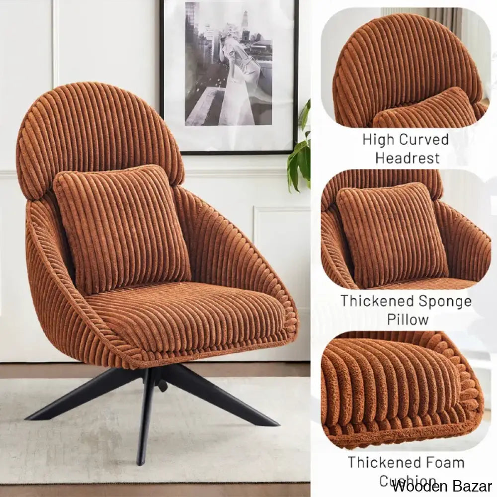 Drony Best Swivel Accent Chair With Pillow Comfy Lounge