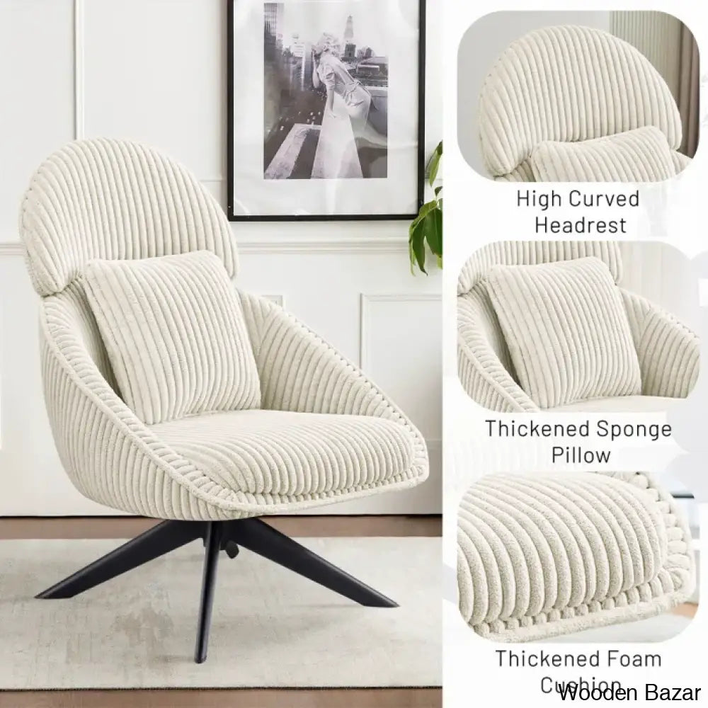 Drony Best Swivel Accent Chair With Pillow Comfy Lounge