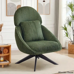 Drony Best Swivel Accent Chair With Pillow Comfy Lounge Green Corduroy