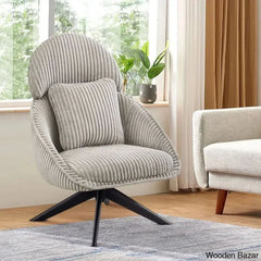 Drony Best Swivel Accent Chair With Pillow Comfy Lounge Light Gray Corduroy