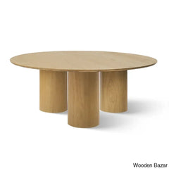 Drum Architectural Design 3 Legs Round Coffee And Center Table Natural Wood