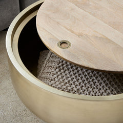 Kujala Drum Storage Coffee Table - Wooden Bazar
