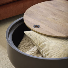 Kujala Drum Storage Coffee Table - Wooden Bazar