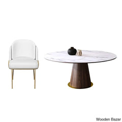 Duff Mid-Century Modern 7-Piece Dining Set - 48’’ Round White Table With 6 Stylish Side Chairs