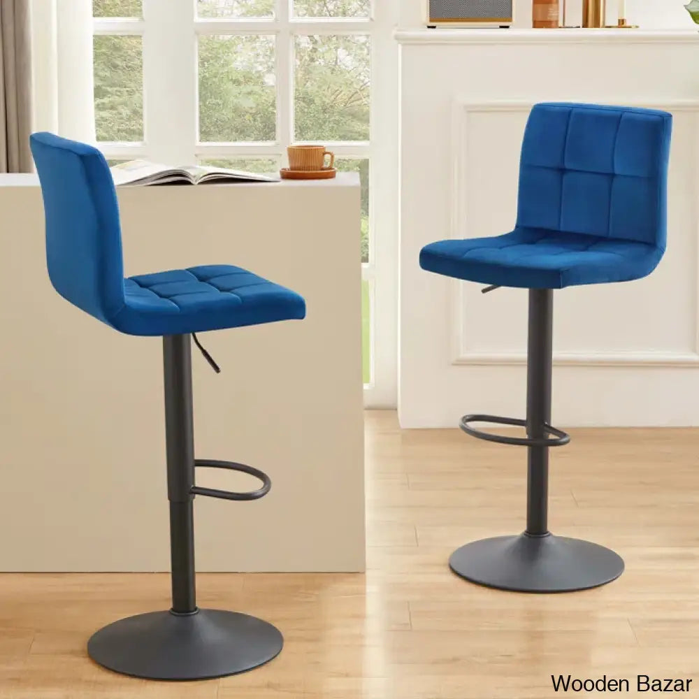 Duho Swivel Adjustable Height Counter And Bar Stool (Set Of 2) Blue