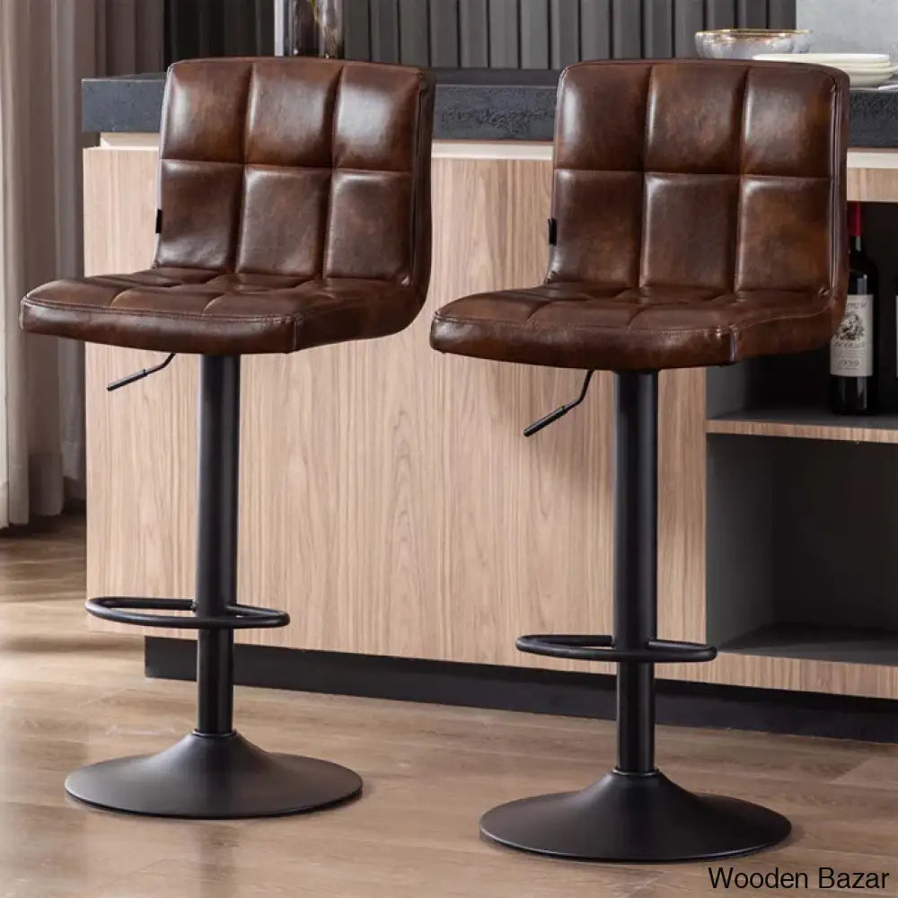 Duho Swivel Adjustable Height Counter And Bar Stool (Set Of 2) Dark Brown