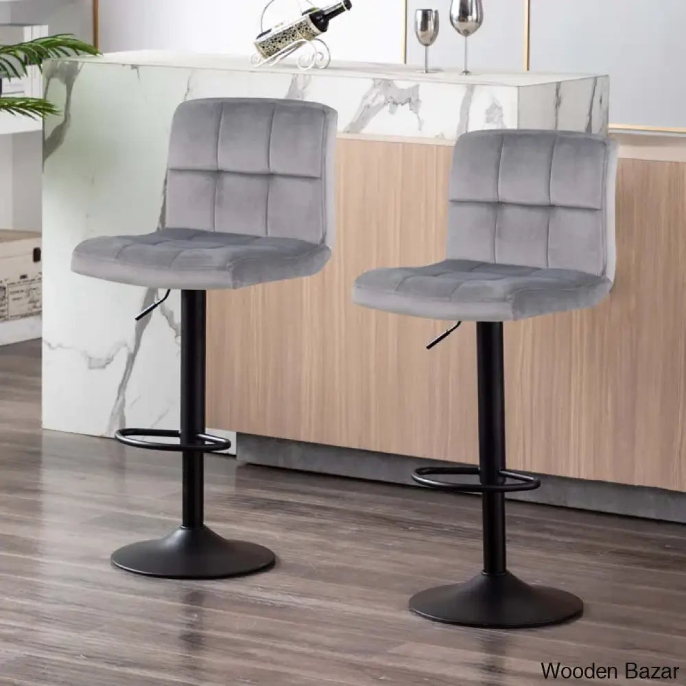 Duho Swivel Adjustable Height Counter And Bar Stool (Set Of 2) Gray