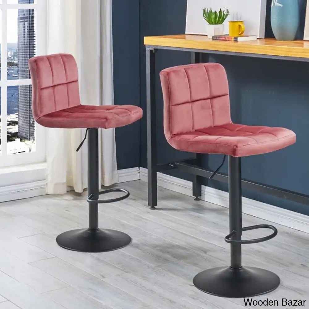 Duho Swivel Adjustable Height Counter And Bar Stool (Set Of 2) Pink