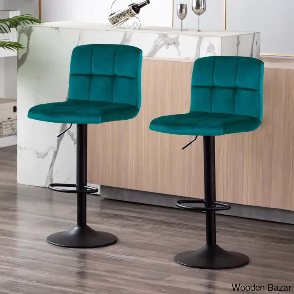 Duho Swivel Adjustable Height Counter And Bar Stool (Set Of 2) Teal