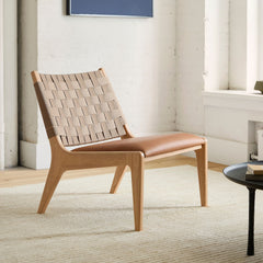 Qinnen Leather Slipper Chair - Wooden bazar