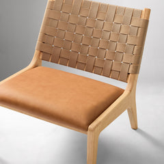 Qinnen Leather Slipper Chair - Wooden bazar