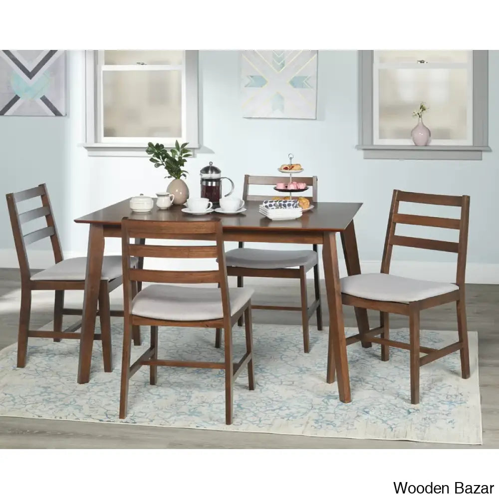 Dunstan Modern 4 Seater Elegant Dining Table Set - Wooden Bazar