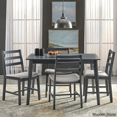 Dunstan Modern 4 Seater Elegant Dining Table Set - Wooden Bazar Charcoal Grey