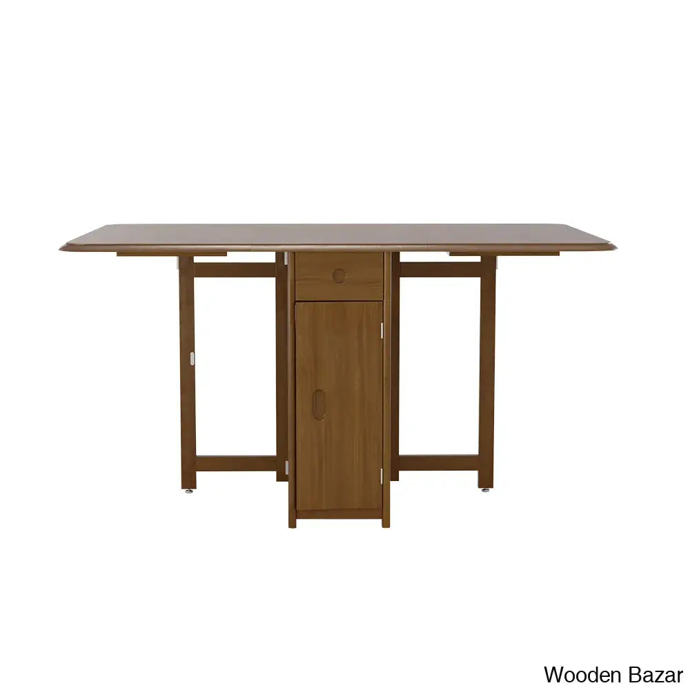 Earlene Modern 5-Piece Walnut Dining Set - Solid Wood Folding Table With Seating For 4