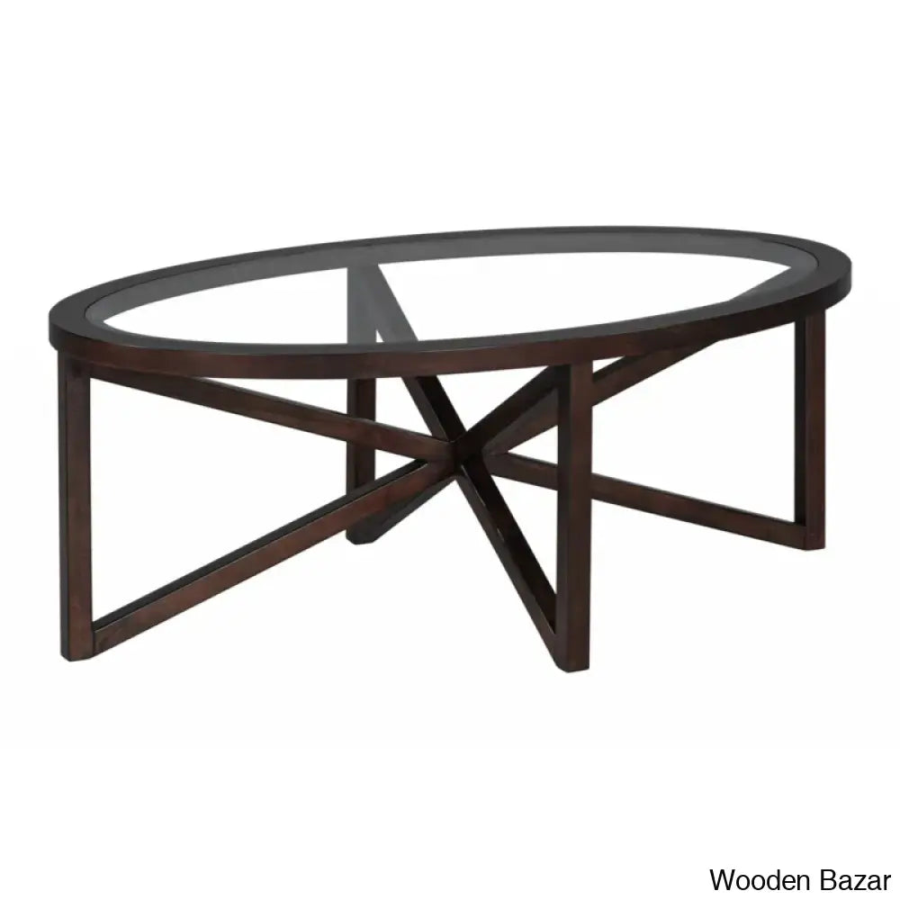 Eastchestero Tempered Glass Coffee And Center Table Cherry