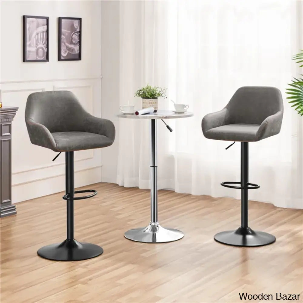 Eastways Swivel Upholstered Adjustable Height Counter And Bar Stool With Metal Frame (Set Of 2)