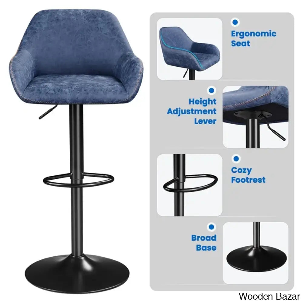 Eastways Swivel Upholstered Adjustable Height Counter And Bar Stool With Metal Frame (Set Of 2)