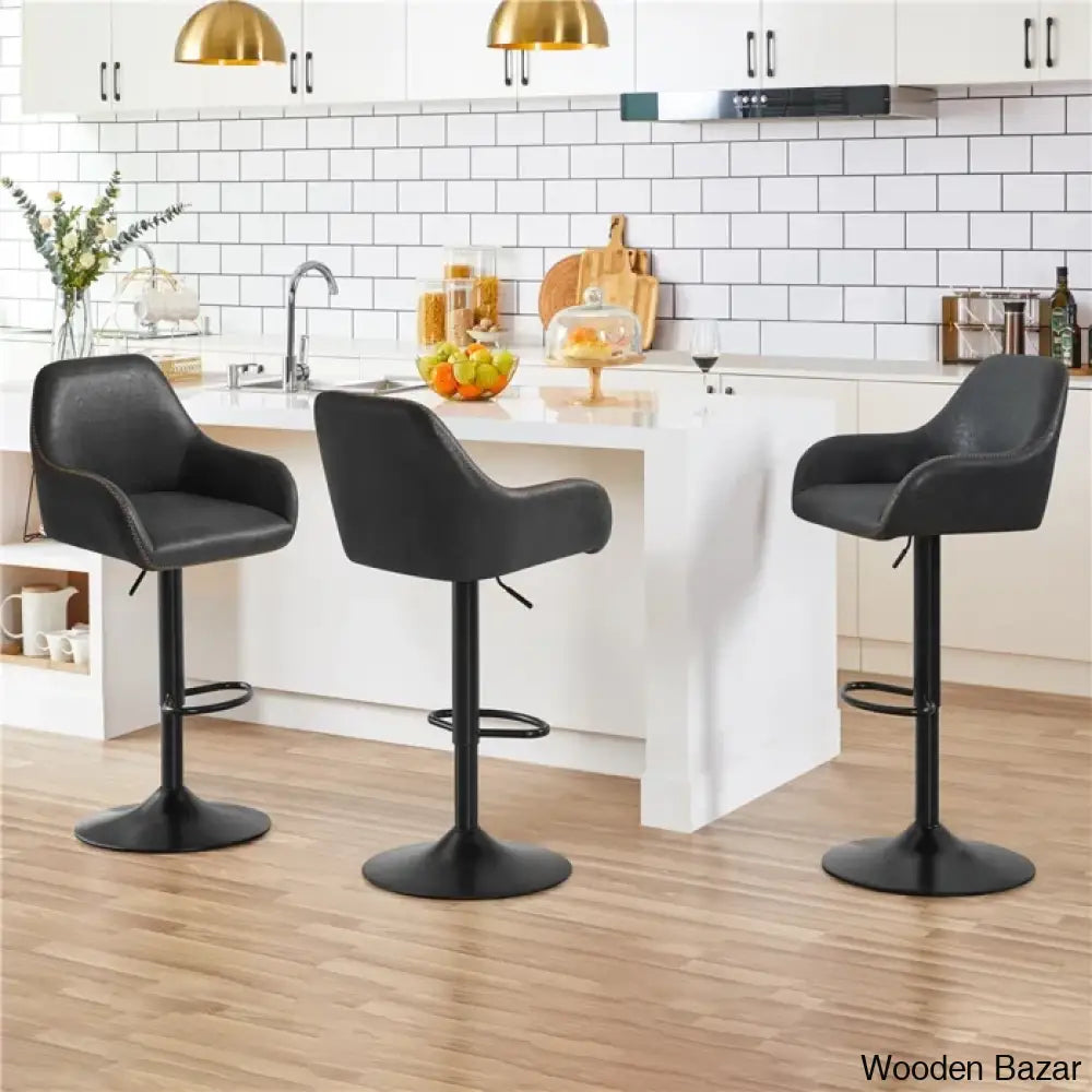 Eastways Swivel Upholstered Adjustable Height Counter And Bar Stool With Metal Frame (Set Of 2)